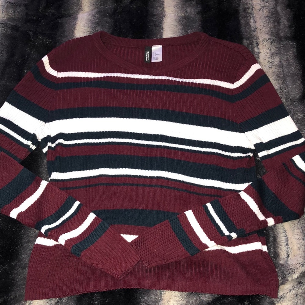 Burgundy/Navy/White striped sweater